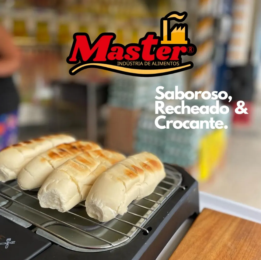 Pão de alho Master Pão sendo preparado na churrasqueira